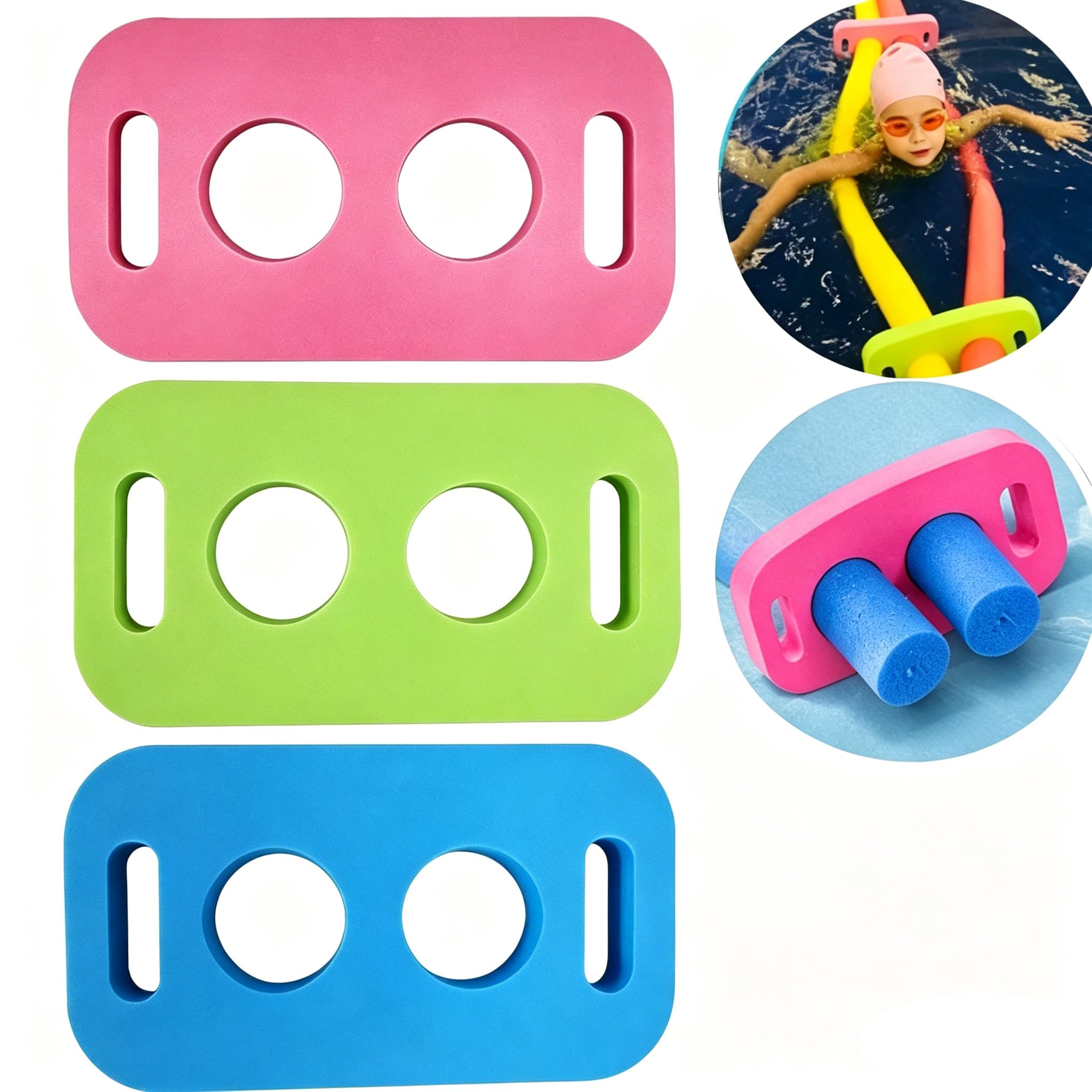 3 Pack Swimming Pool Noodle Connector, Lightweight Holed Swim Noodles Foam Connector, Pool Float Training Accessories For Beginners Children & Adults