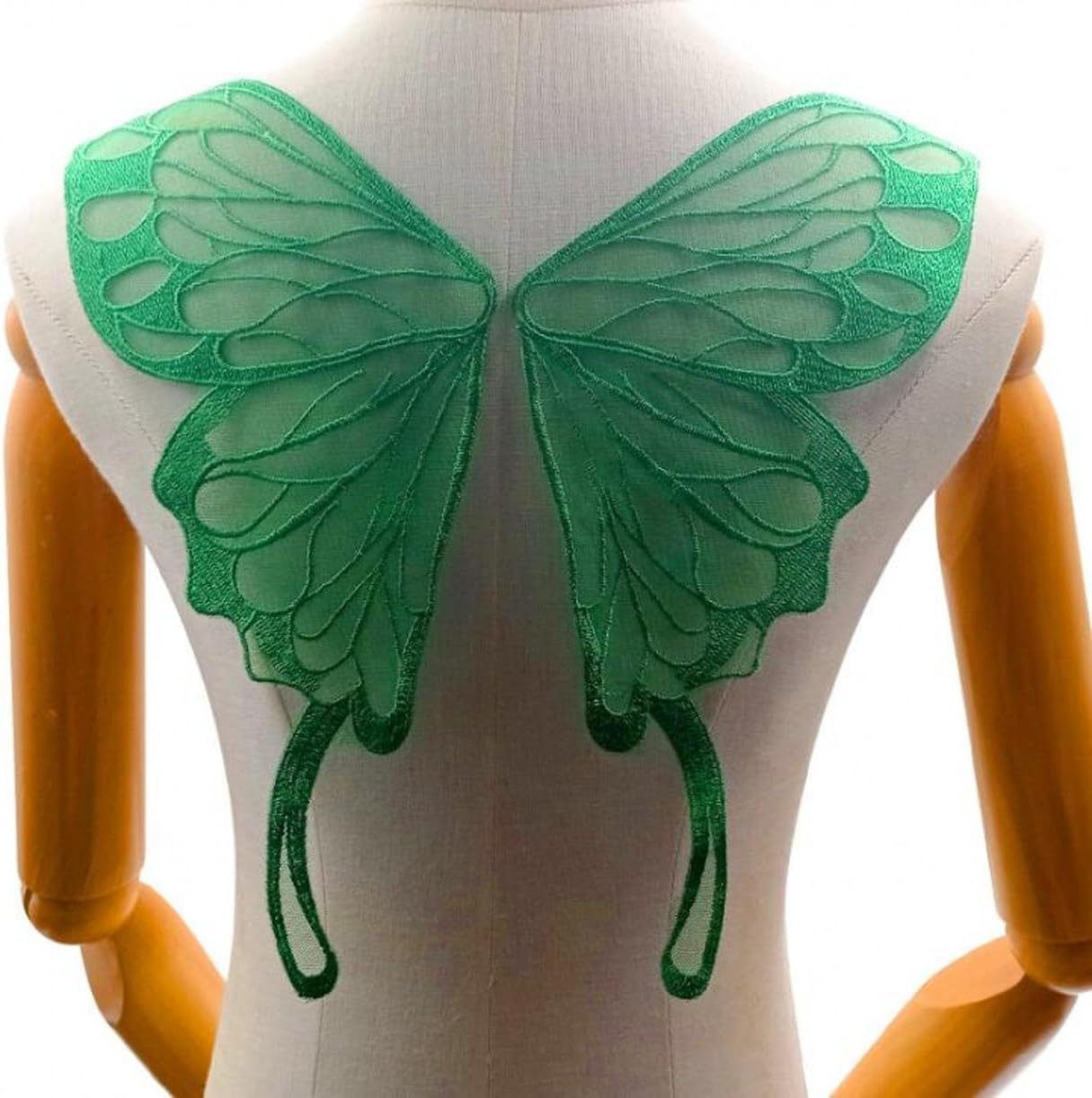 4Pcs 4-Color Butterfly Lace Appliques，Embroidered Trim Patches for Women Costume，DIY Crafts Decor，Blue/Navy/Sky Blue/Green