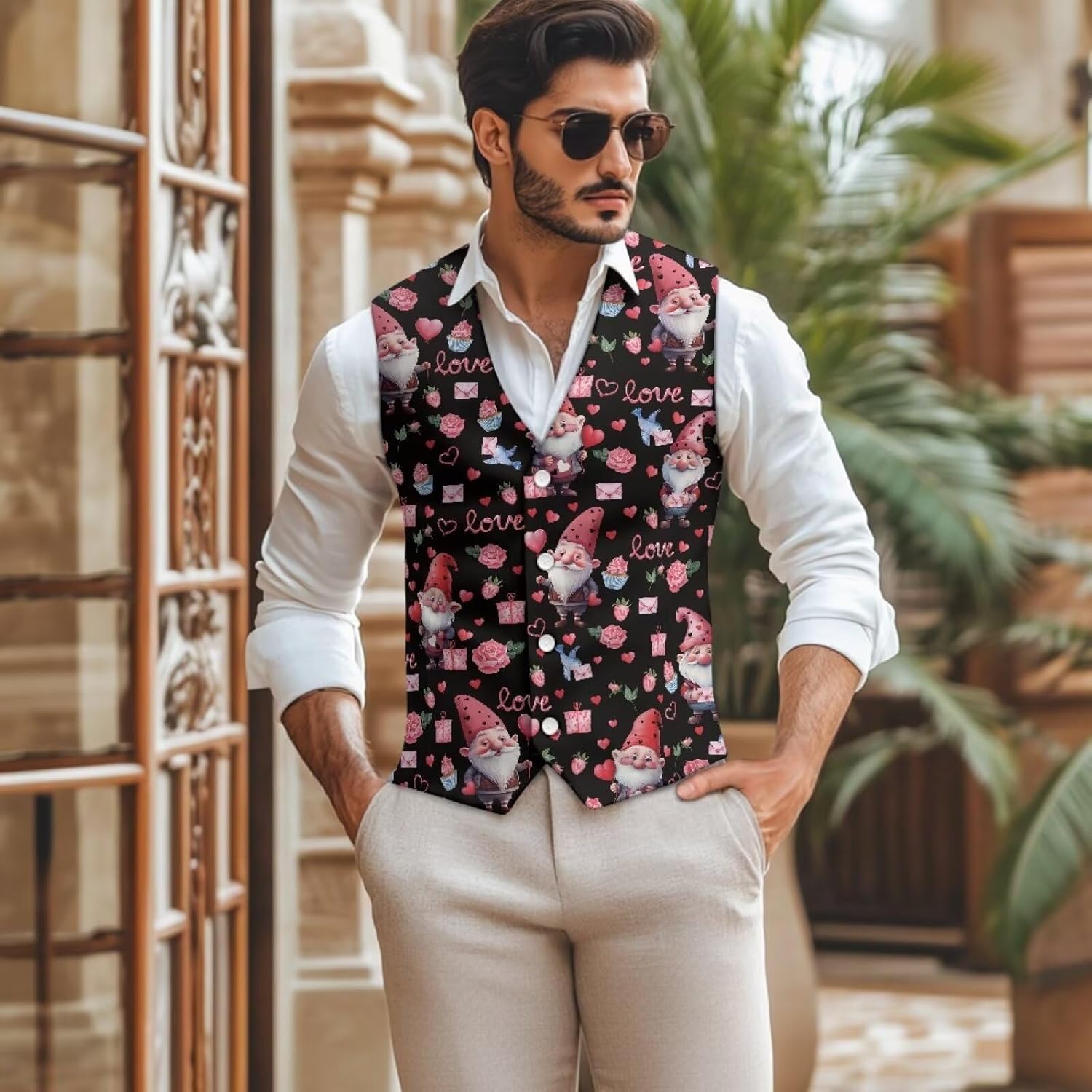 DISNIMO Holiday Suit Vest for Men Formal Waistcoat Slim Fit Dress Vest for Men Big and Tall