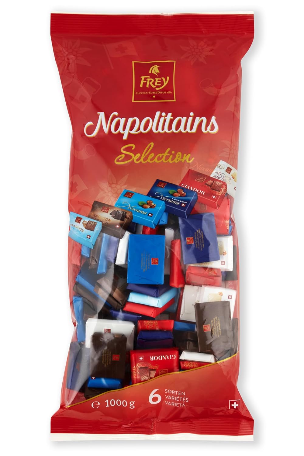 Frey 1 kg Napolitains Selection Chocolate Mixing Bag - Mini Chocolate Bars of 6 Varieties - Swiss Mini Chocolate Bars - Bulk Pack 1 x 1000 g - UTZ Certified