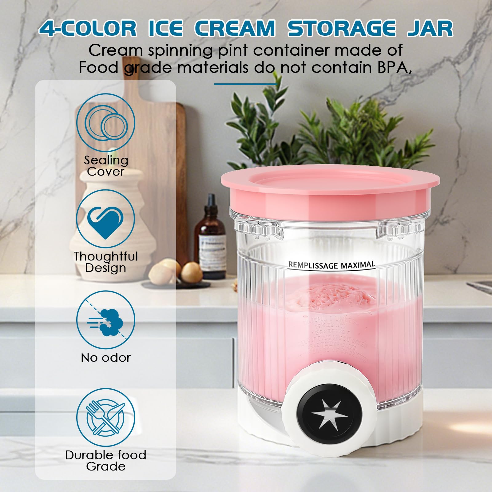 4 recipientes Creami para Ninja Swirl CREAMi NC701EU, accesorios para máquina de hielo Ninja Swirl, sin BPA, aptos para lavavajillas