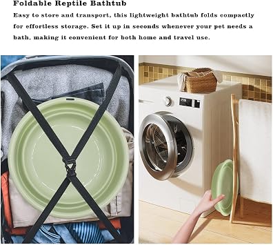 Bearded Dragon Accessories, Bearded Dragon Pool with 2 Bath Brushes and 1 Towel, Reptile Bathing Pool, Bearded Dragon Bath Tub, Reptile Swimming Pool for Lizard, Bearded Dragons, Geckos, Tortoises