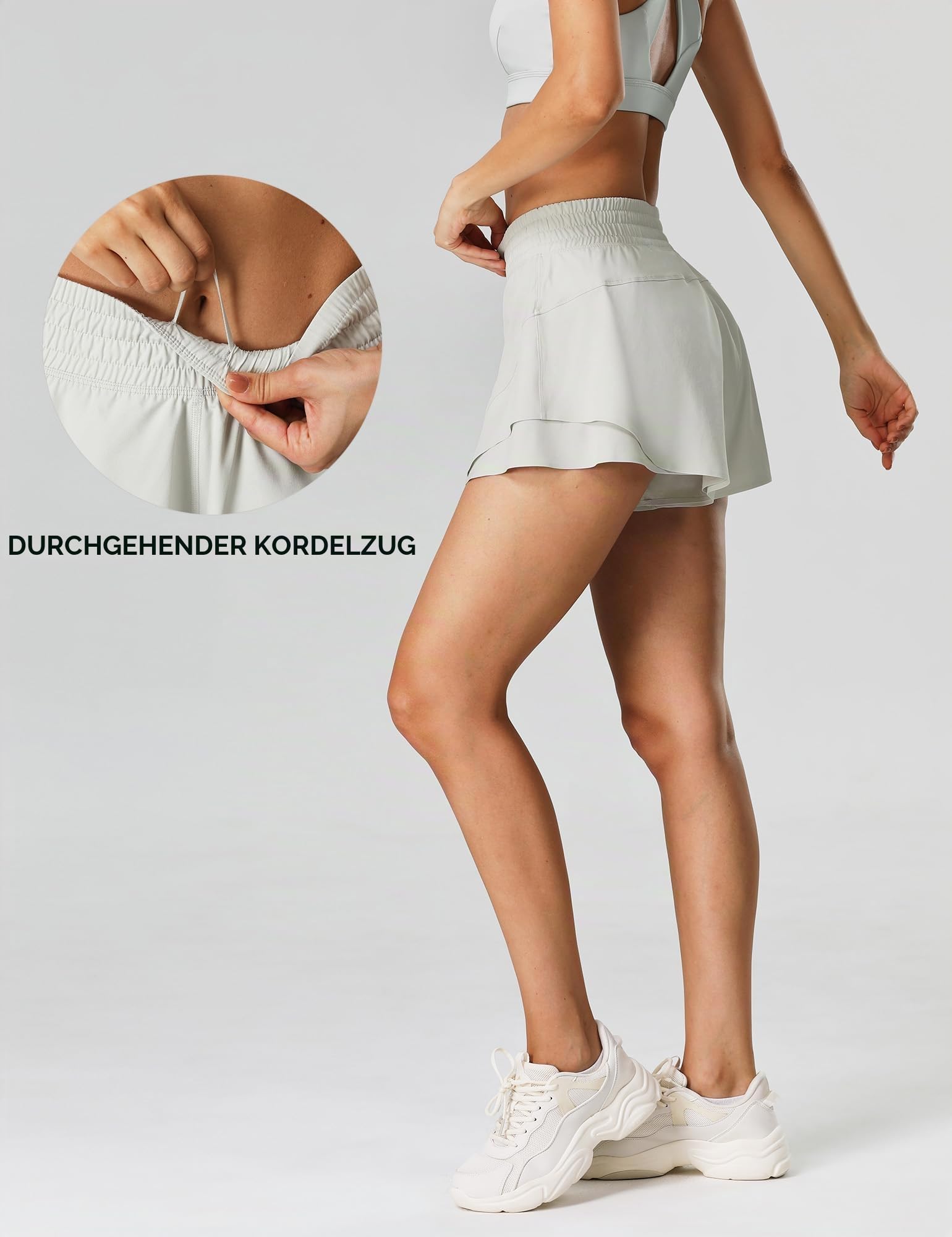 icyzone Damen High Waist Sport Shorts Leicht Schnelltrocknend Kurze Sporthose Trainingshose Laufshorts