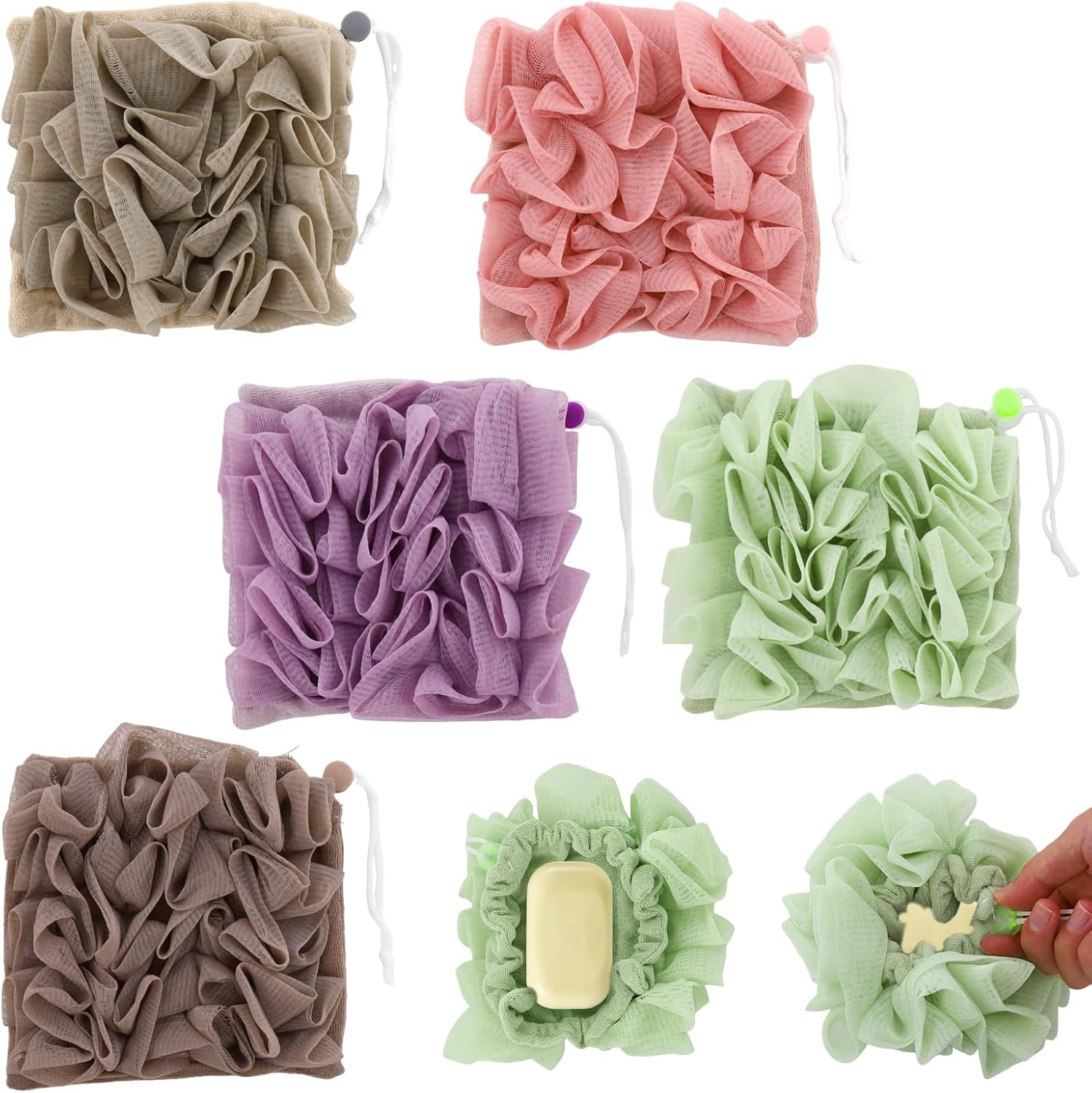 5 PCS Soap Bar Loofah, 2 in 1 Loofah Cloth, Remove the Cuticle, Clean and Smooth Skin, Suitable for Bath Shower
