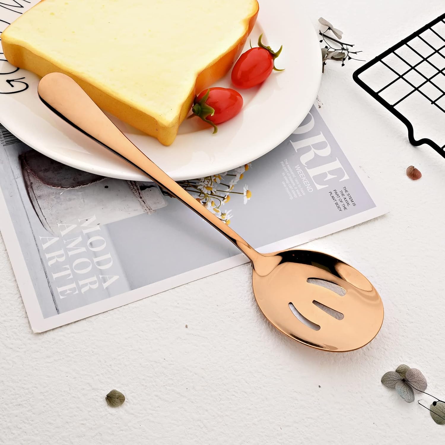 20pcs Hostess Basics Serving Utensils, Buffet Serving set, Stainless Steel Fork Tablespoons For Home Chef Commercial Use Buffet Breakfast Dinner Set - Mirror Rose Gold