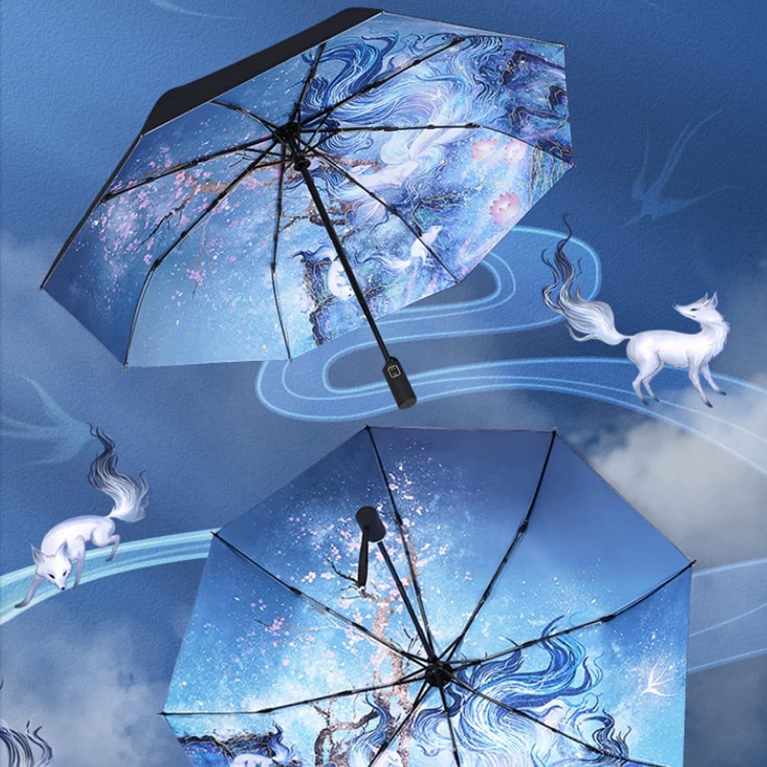CMBSSTFC Paraguas para Lluvia Paraguas Paraguas Plegable Paraguas Paraguas Totalmente Automático Soleado Y Lluvioso Sombrilla De Doble Uso Paraguas Parasol Protección UV Paraguas A Prueba De Viento