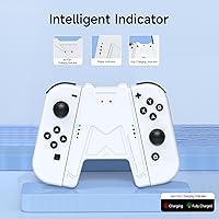 Vista 3 de JINGDU Switch Joy-Con - Agarre de carga con batería de 1200 mAh, solución de carga portátil compatible con el controlador de Nintendo Switch