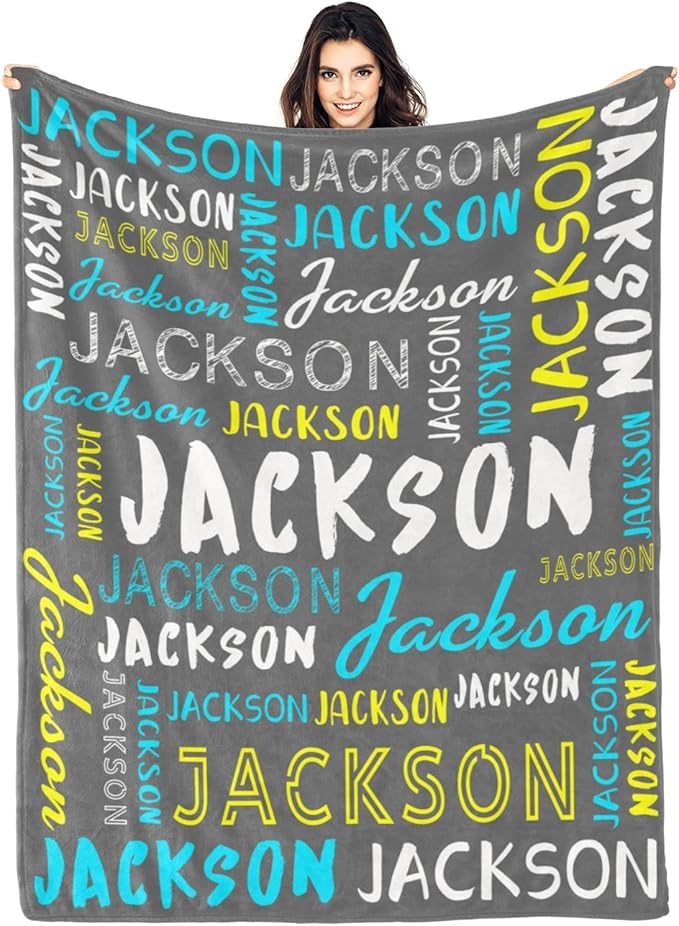 Personalized Name Blanket Customized Baby Blankets for Girls Boys Adults Monogrammed Blankets and Throws Christmas Birthday Mothers Fathers Valentines Day Gift