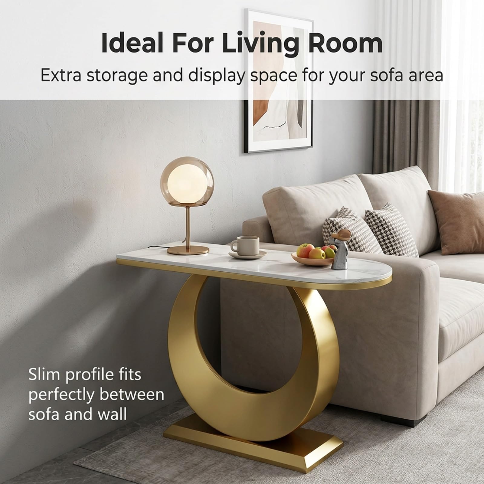 Consolle Moderna da Ingresso con Piano in Pietra Sinterizzata Oro(Gold B,100cm/39.37in)