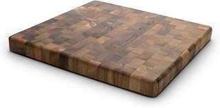 Ironwood Gourmet 28218 Charleston Square End Grain Acacia Wood Cutting Board - 14" Chef's Board for Prep & Serving