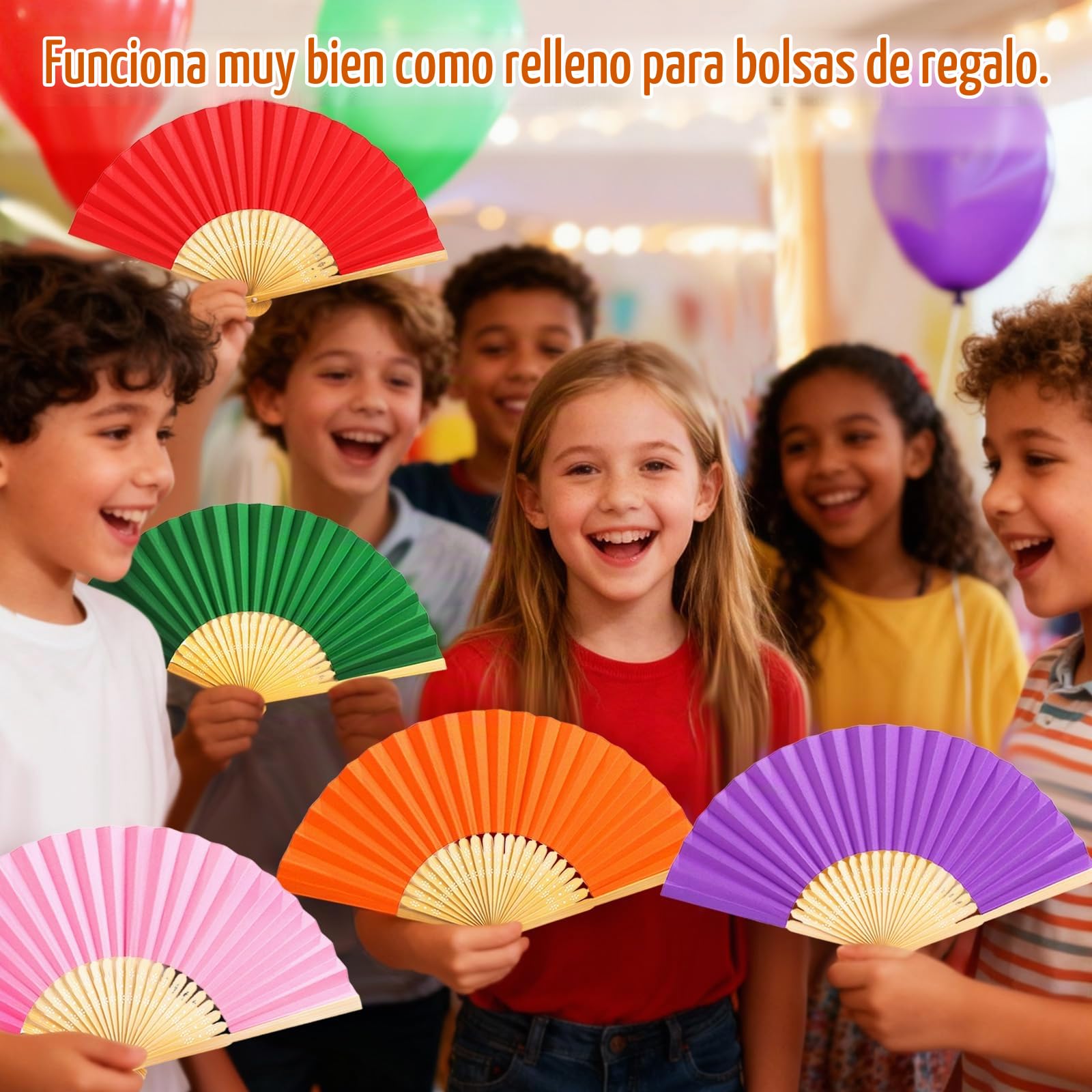GWHOLE 12 Piezas Abanicos Colores Plegable de Mano Papel Multicolores Regalo Recuerdo Detalle para Invitados de Boda Fiesta o Baile Arte Madera