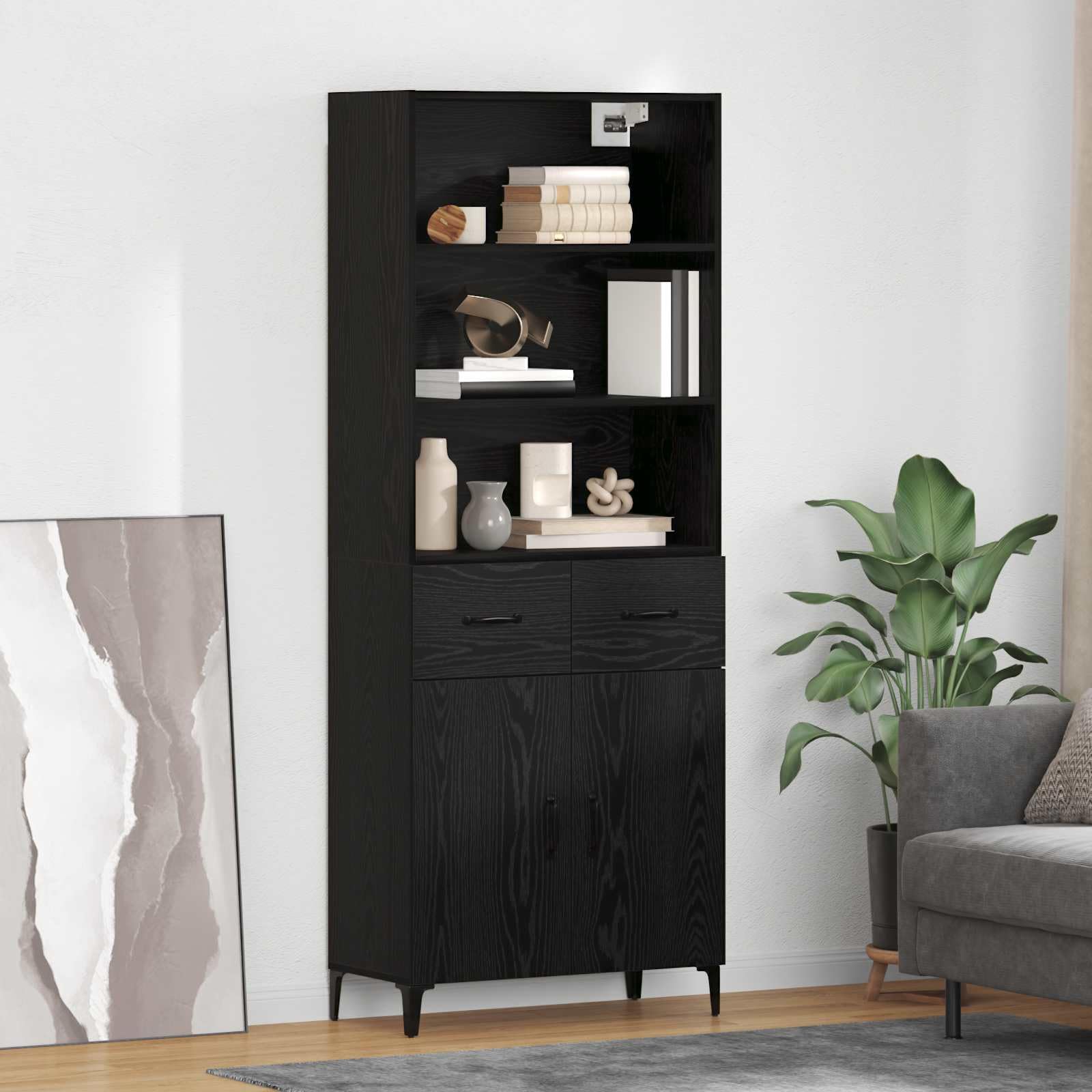 Buffet avec fixation murale en bois d'aspect bois recyclé - Armoire d'appoint pratique avec espace de rangement, buffet et armoire murale aspect bois vieilli en matériau à base de bois