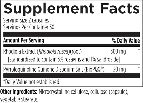 Miniatura 4 de Designs for Health Fórmula energética de mitocondrias con Bio-PQQ - Mito-PQQ Rhodiola + 20 mg PQQ (Pirroloquinolina Quinona) Suplemento - Apoya la