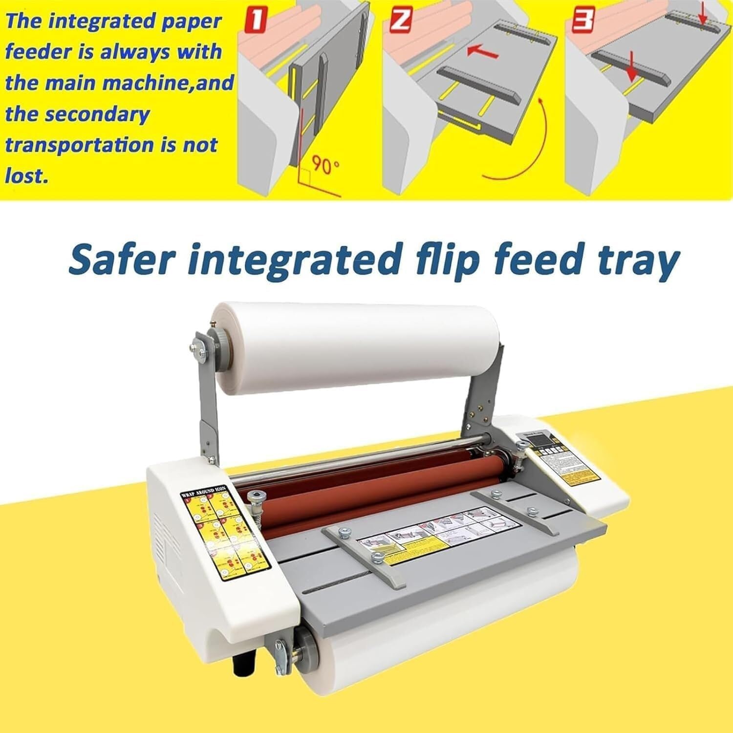Hot and Cold Roller Press, Single/Double-Sided Laminating Machine, Equipped with Adjustable Speed 0.3~3M/min, 9-Level Speed Adjustment, for Photos