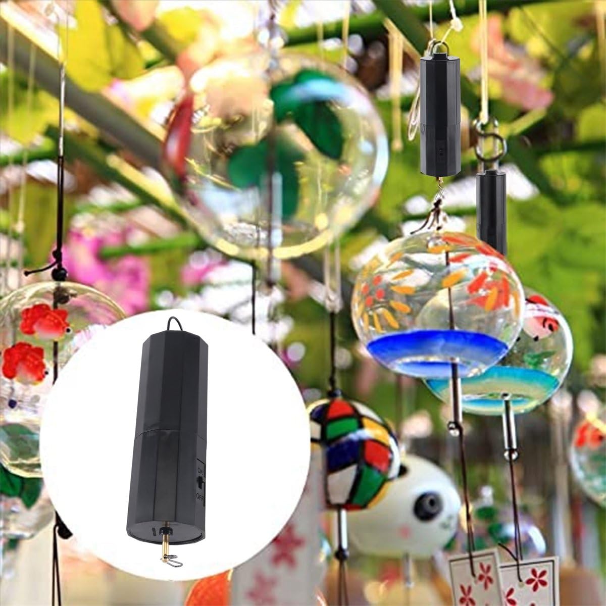 Qlhbro Black 2Pcs Wind Spinner Motor Hanging Display Battery Operated Rotating Multi-Purposes For Yard Decor
