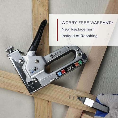 Miniatura 7 de Pistola grapadora 4 en 1 para tapicería, resistente, con 2000 grapas, removedor, clavadora manual de ajuste de potencia para madera, tapicería,