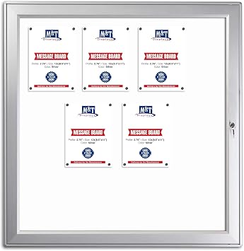 M&T Displays Premium Magnetic Enclosed Bulletin Board Aluminum 41.34x42.52 Inches Silver Outdoor Noticeboard Weatherproof 12x8.5"x11" for Office School Classroom Hospital Commercial Use