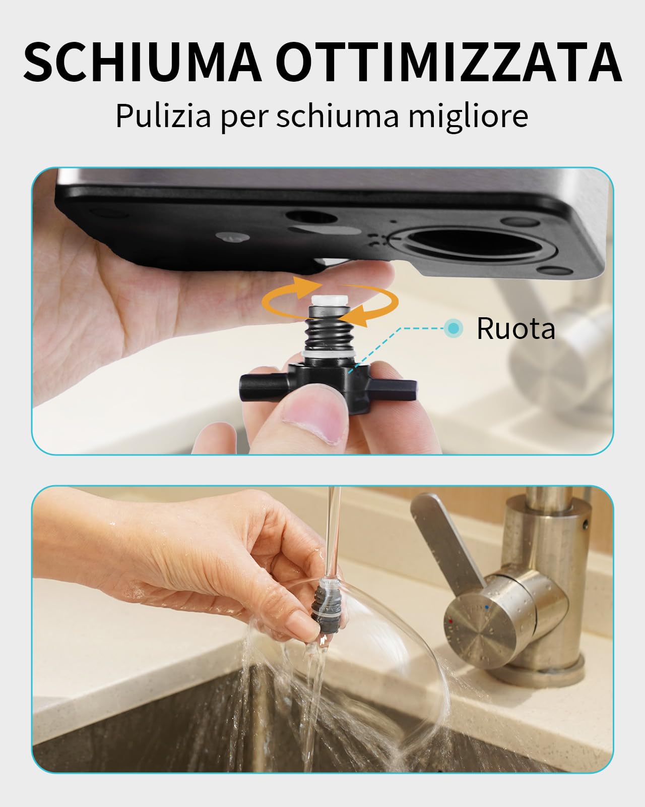 AIKE Dispenser Sapone Schiuma Automatico, A Parete Per Uso Commerciale, 1000ML Acciaio Inossidabile Per Sapone Mani Schiumogeno, AK1207FA