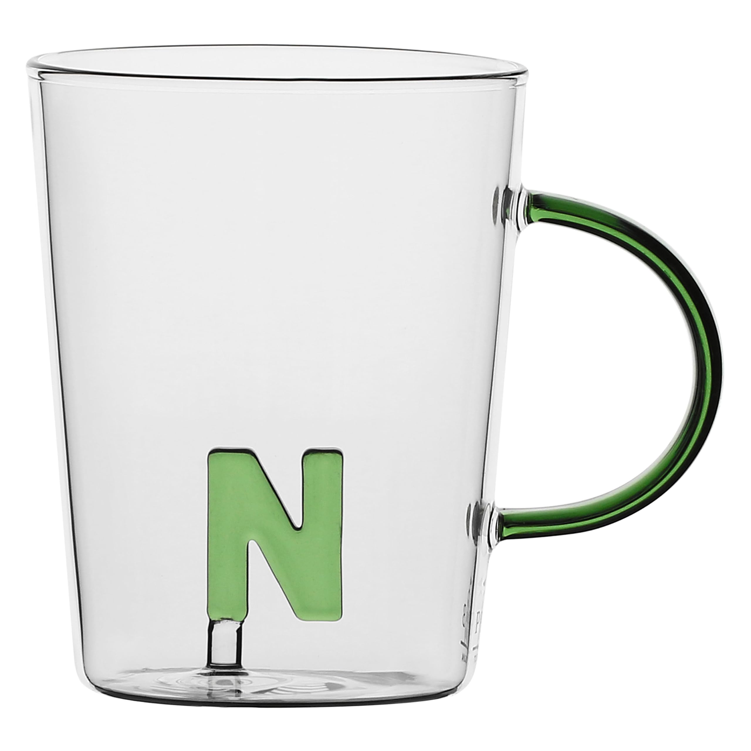 LA PORCELLANA BIANCA - Letter 'N' Borosilicate Glass Mug 400cc Allalettera Collection
