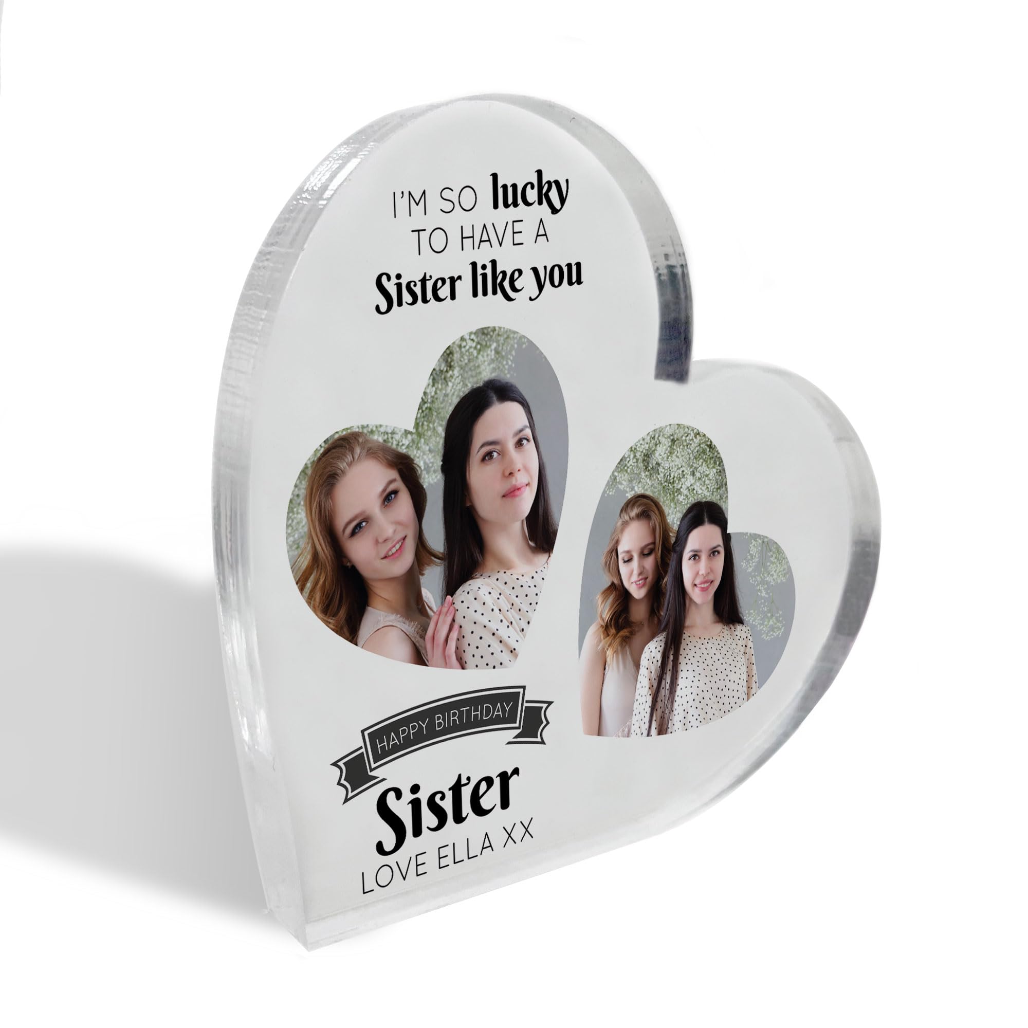 Red Ocean Gifts for SISTER Birthday Personalised Acrylic Heart Standing Plaque Sister Gifts Sister Birthday Gifts Birthday Sister Gift From Brother SISTER GIFTS Special Keepsake Gift For Her