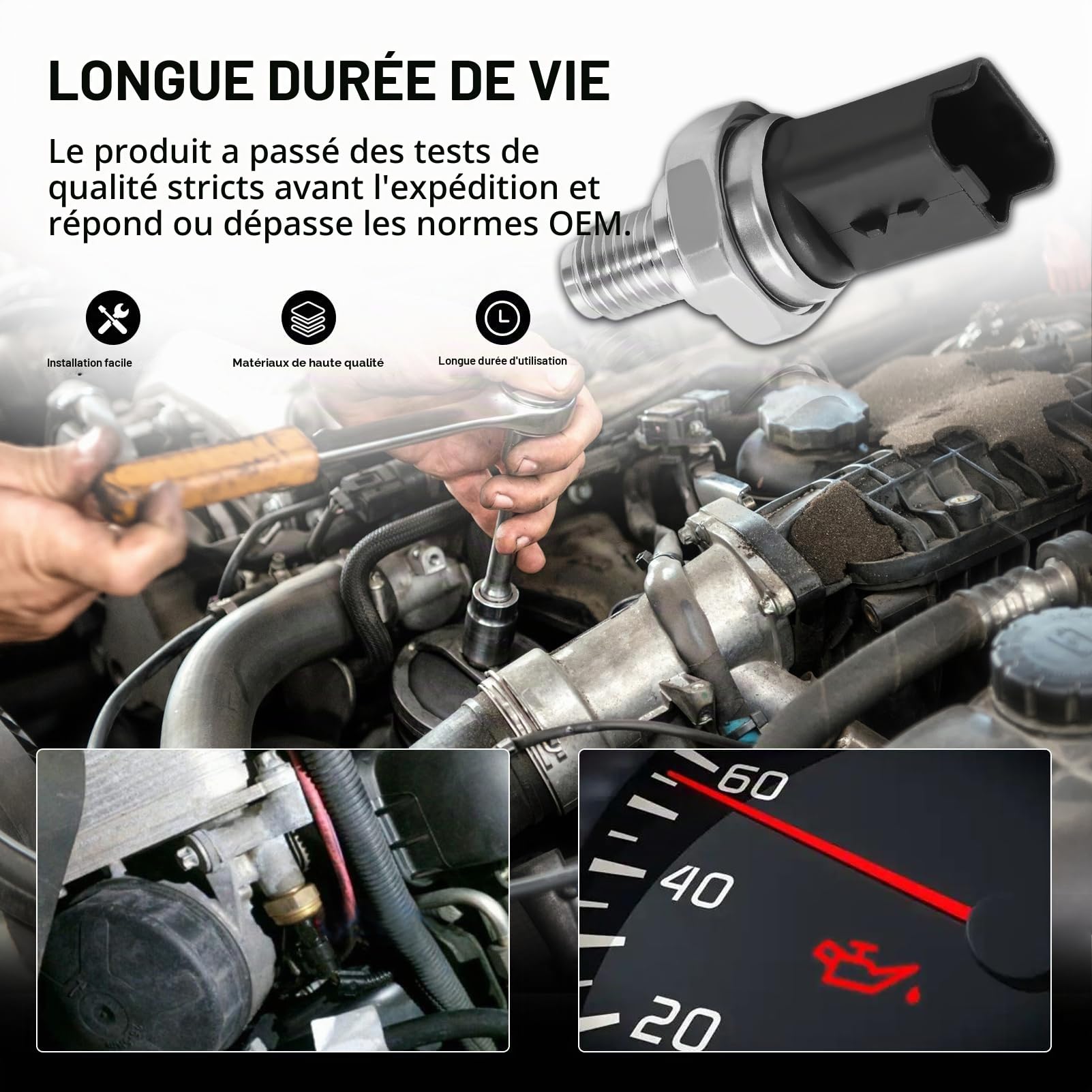 Capteur de pression de rampe d'alimentation pour Duster, Logan, Sandero II, Note, Qashqai, Tiida 3/5 Portes, Clio IV, Fluence, Kangoo/Grand Kangoo, Laguna III, Laguna III Grandtour, Laguna C