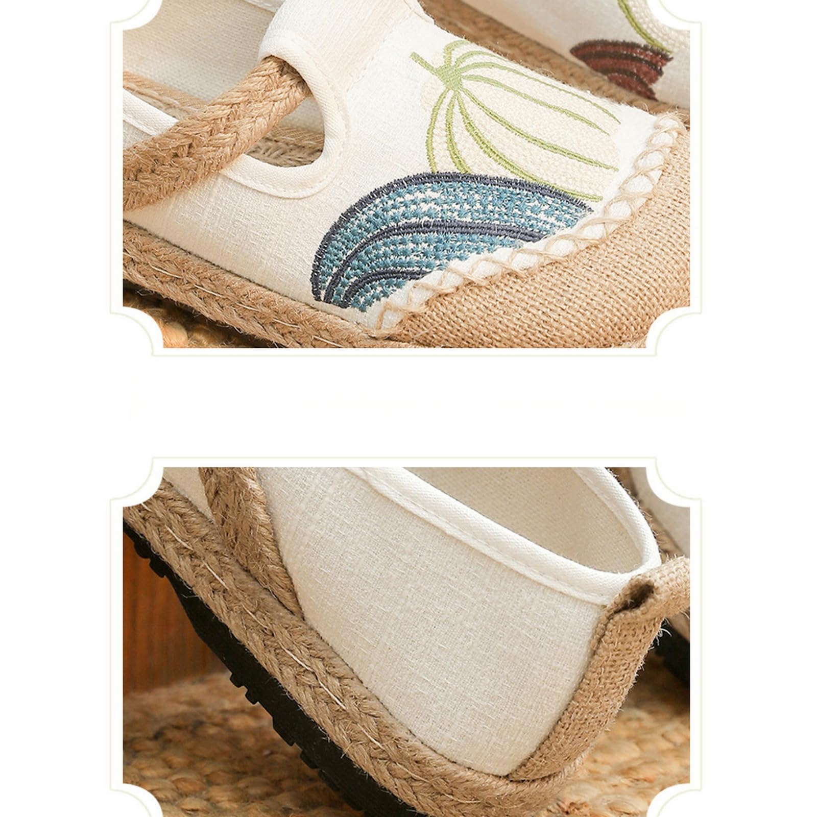 Zoccoli Sanitari Donna Donne Ricamato Fiore Piatto Scarpe da Sposa Casual Driving Walking Loafers Scarpe Traspiranti di Tela di Lino-Grigio-Trentasette