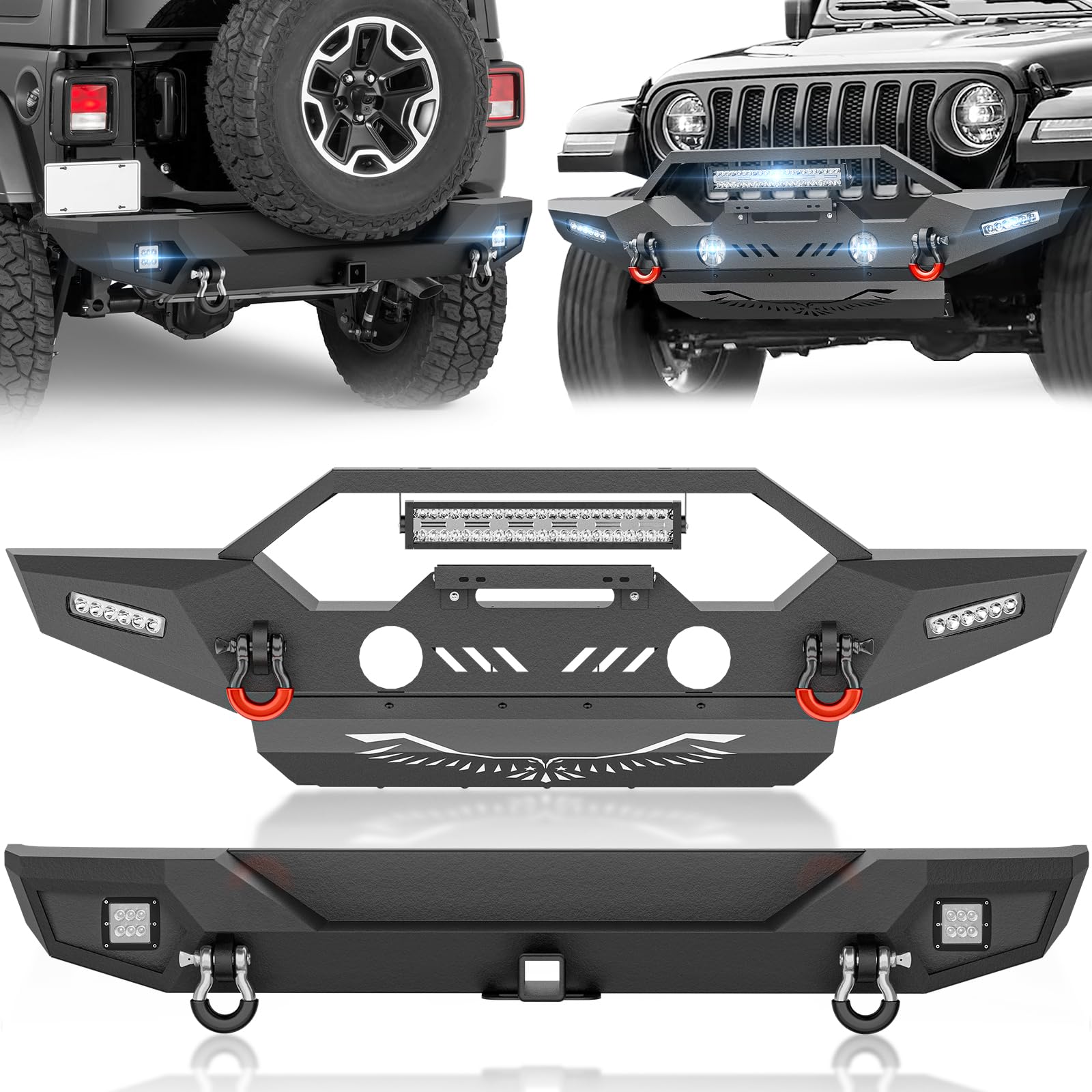 YZONA Skid Plate Bumper Combo Compatible with Jeep JL JLU 2018-2026