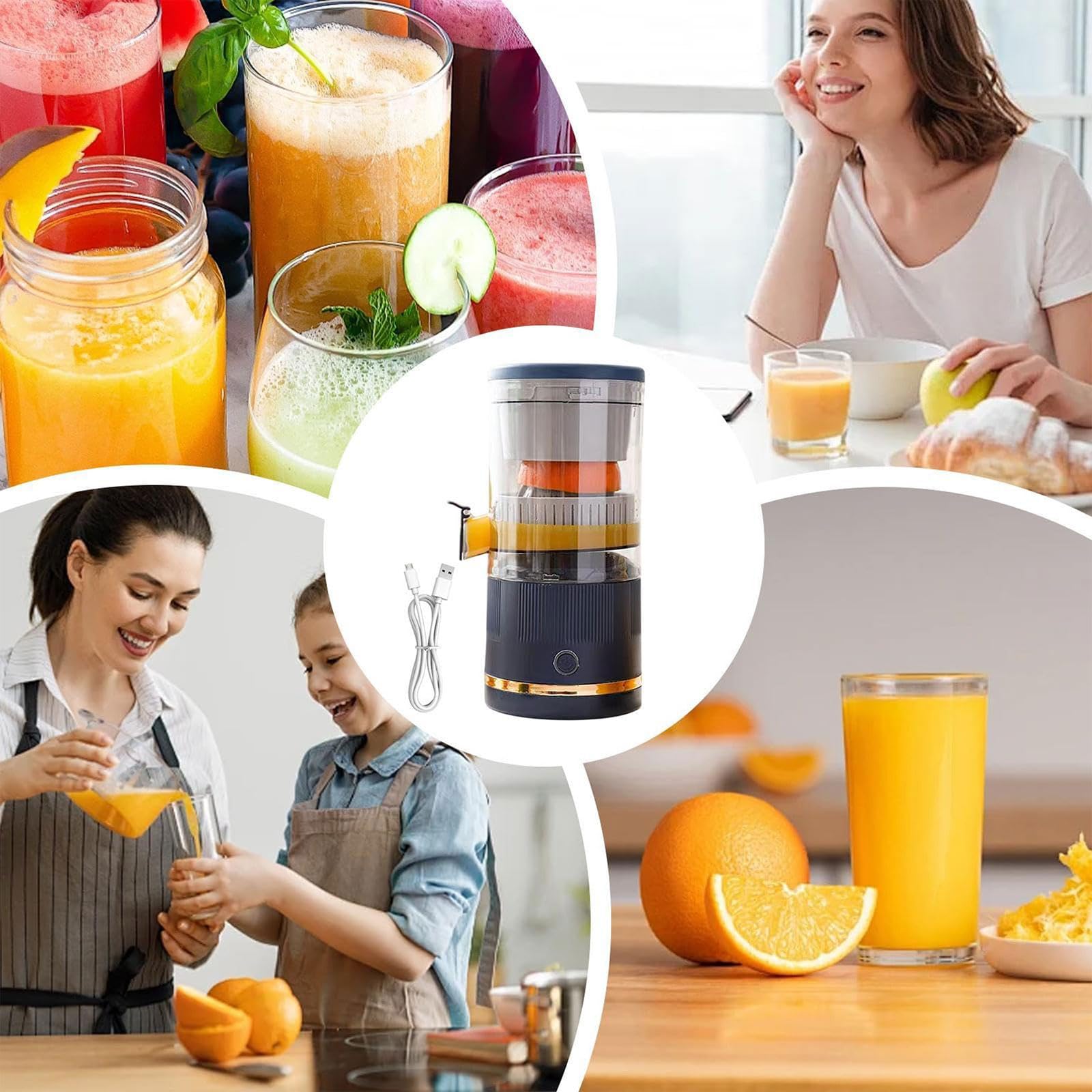 Exprimidor de cítricos portátil, exprimidor de limón de 45 W, capacidad de 600 ml, interfaz USB, fácil de limpiar, ideal para limón, naranja, lima y otros cítricos