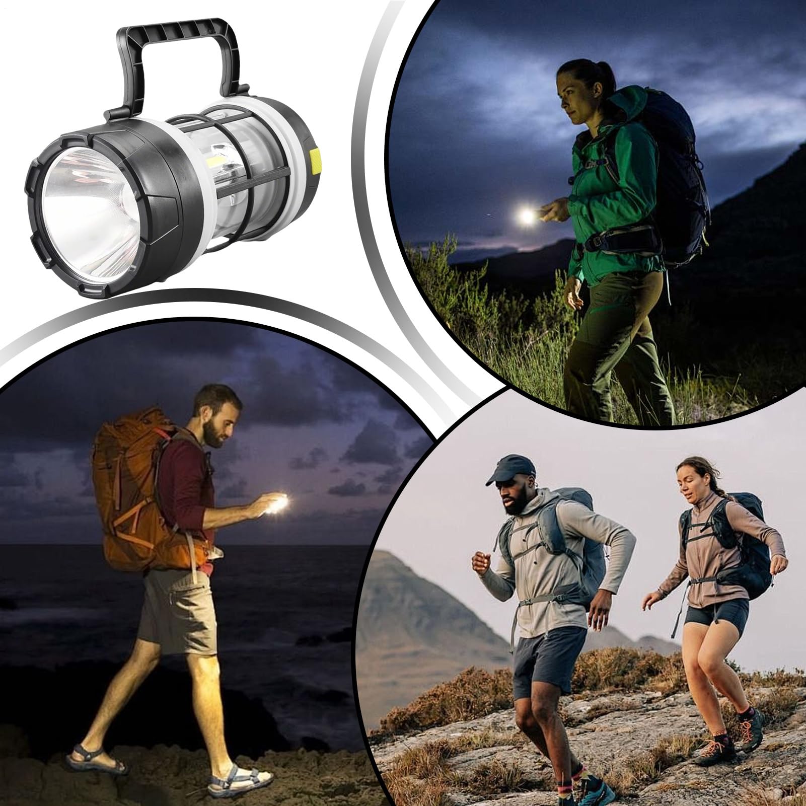 Linterna Solar - Linterna Solar De Supervivencia - Lámpara LED con 5 Modos de Alta Luminosidad SOS para Camping Nocturna Emergencias Aire Libre y Aventuras