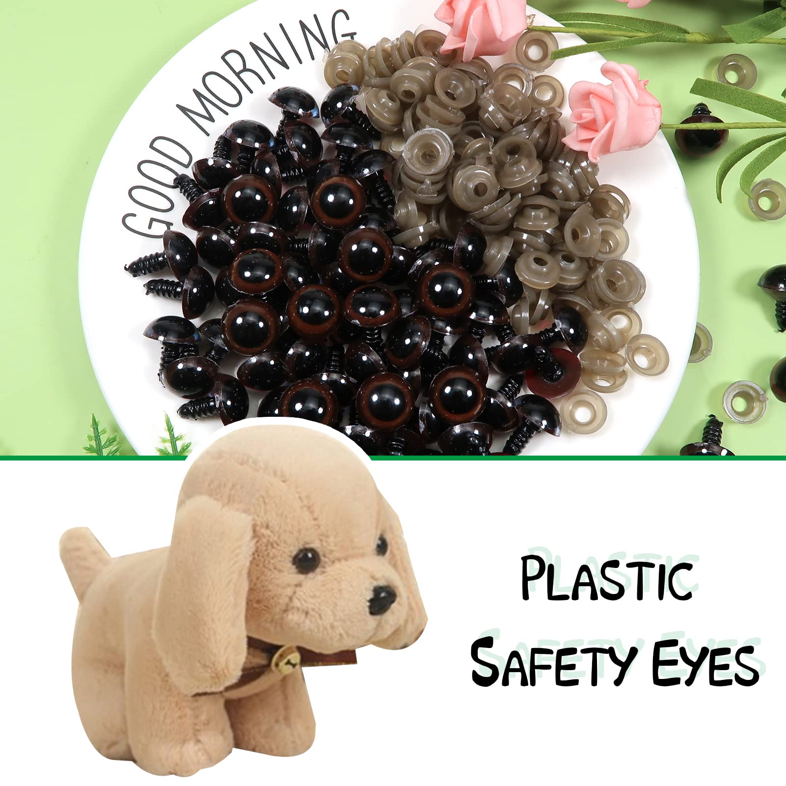 20 Pièces Yeux Scintillants Pour Animaux Au Crochet - 12 à 20mm Avec Rondelles - DIY Amigurumi