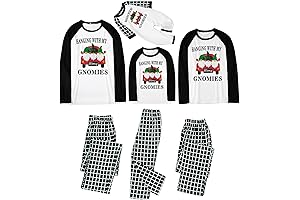 Matching Family Pajamas Sets Xmas Funny Gnome Print Pjs Plaid Holiday Sleepwear