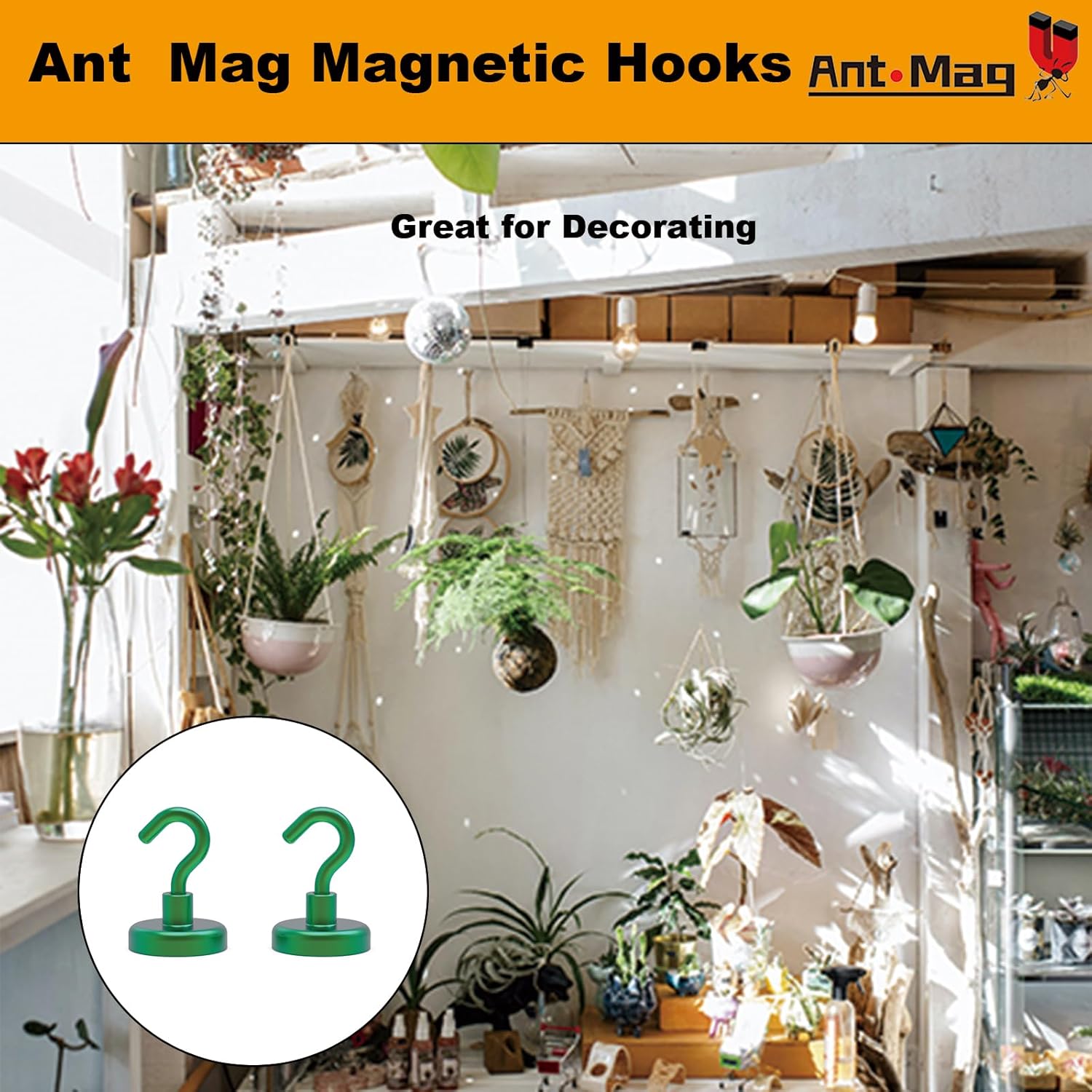 Ant Mag Strong Magnet Hooks 100lbs+ Pulling Force Neodymium Hooks Hangers Heavy Duty Used for Home Kitchen Refrigerator