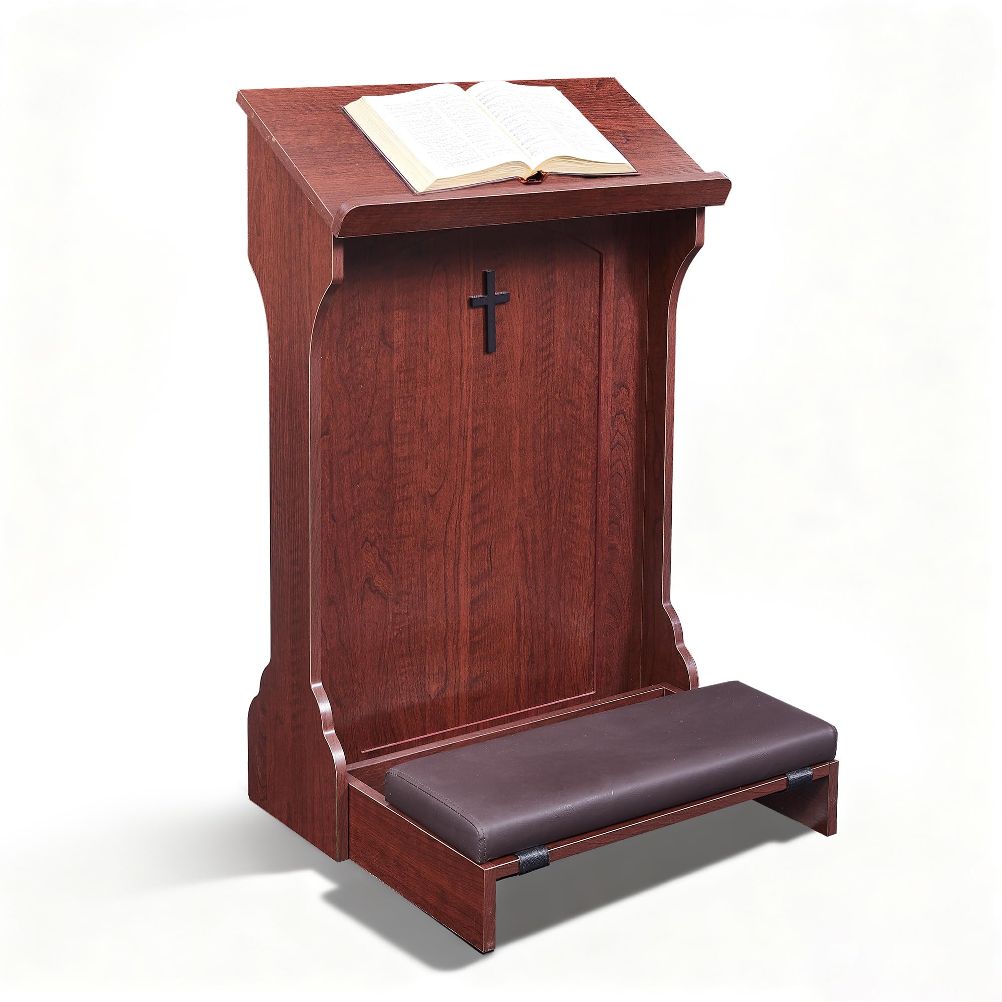 Banc de prière avec Coussin, Prie-Dieu en Bois pour la Maison,Chaise de prière Pliante pour s'agenouiller à l'église - Cadeaux Religieux pour Le culte et la méditation