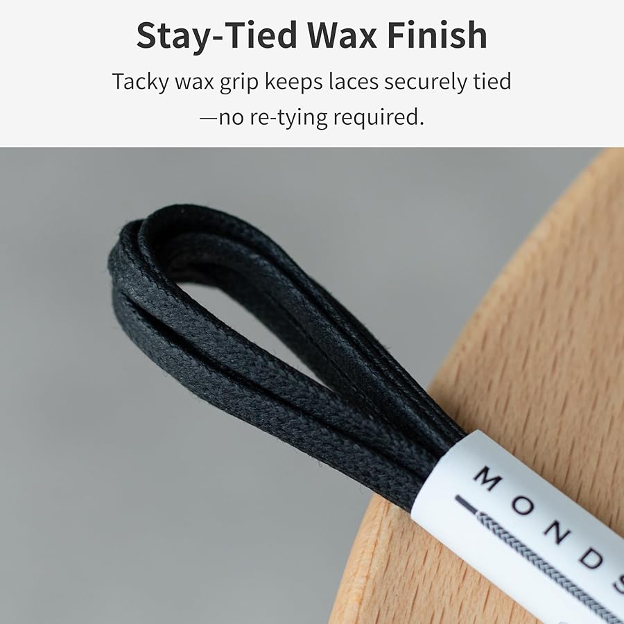Amazon.com: MONDSHOELACE Thin Stay-Tied Waxed Cotton Flat Shoelaces  7/50"(3.5mm) with Metal Tips  Dress Shoe Laces for Oxfords & Derbys  (30"(76cm), Black) : Clothing, Shoes & Jewelry