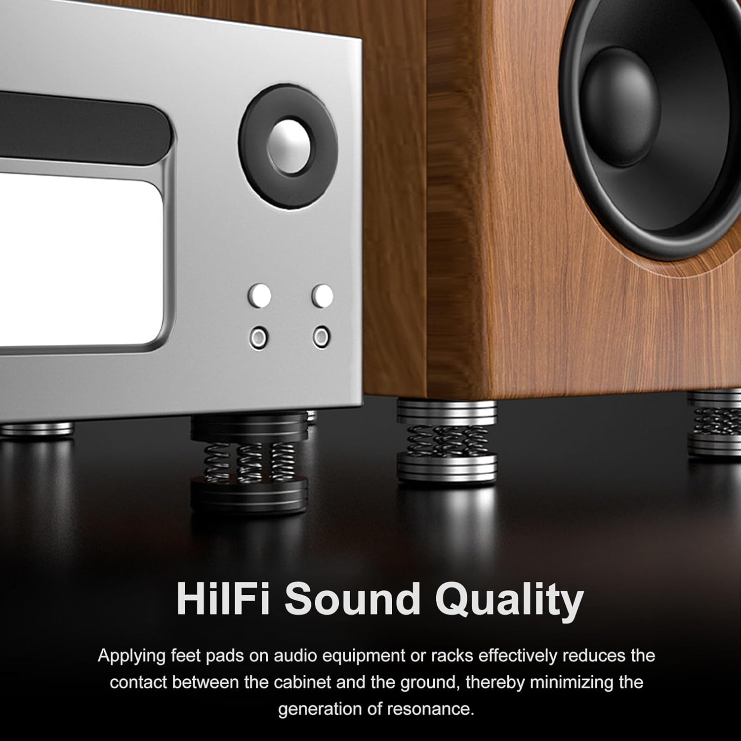 HiFi Speaker Stand Feet Pads 1.8"x1.6" Spring Shock Absorber Feet Audiophile Isolation Feet Aluminum Speaker Spikes for CD-Player DAC Subwoofer Turntables