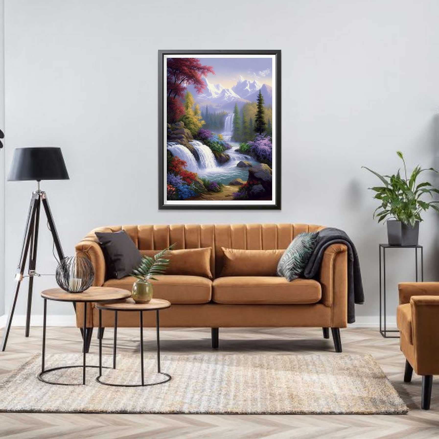 Diamond Painting Adulte, 5D Grand Format Paysage Lac Broderie Diamant Kit Complet Accessoires, Mosaique Point De Croix Cristal Peinture Diamant, Pour Noël Décoration Murale Intérieur 15x30cm HI-2501