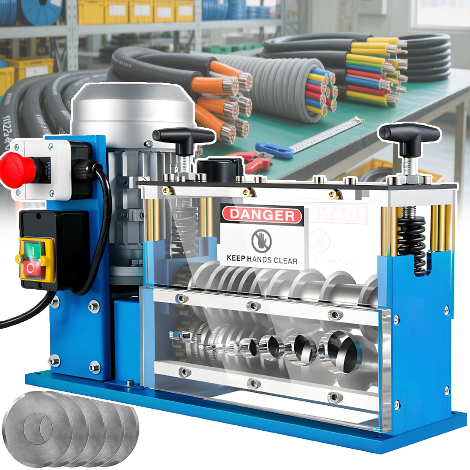 GYKOZY Professional Automatic Cable Stripping Machine, Industrial Wire Peeling Machine For 1.5-38mm Scrap Copper, 30M/Min, Compact Portable Design