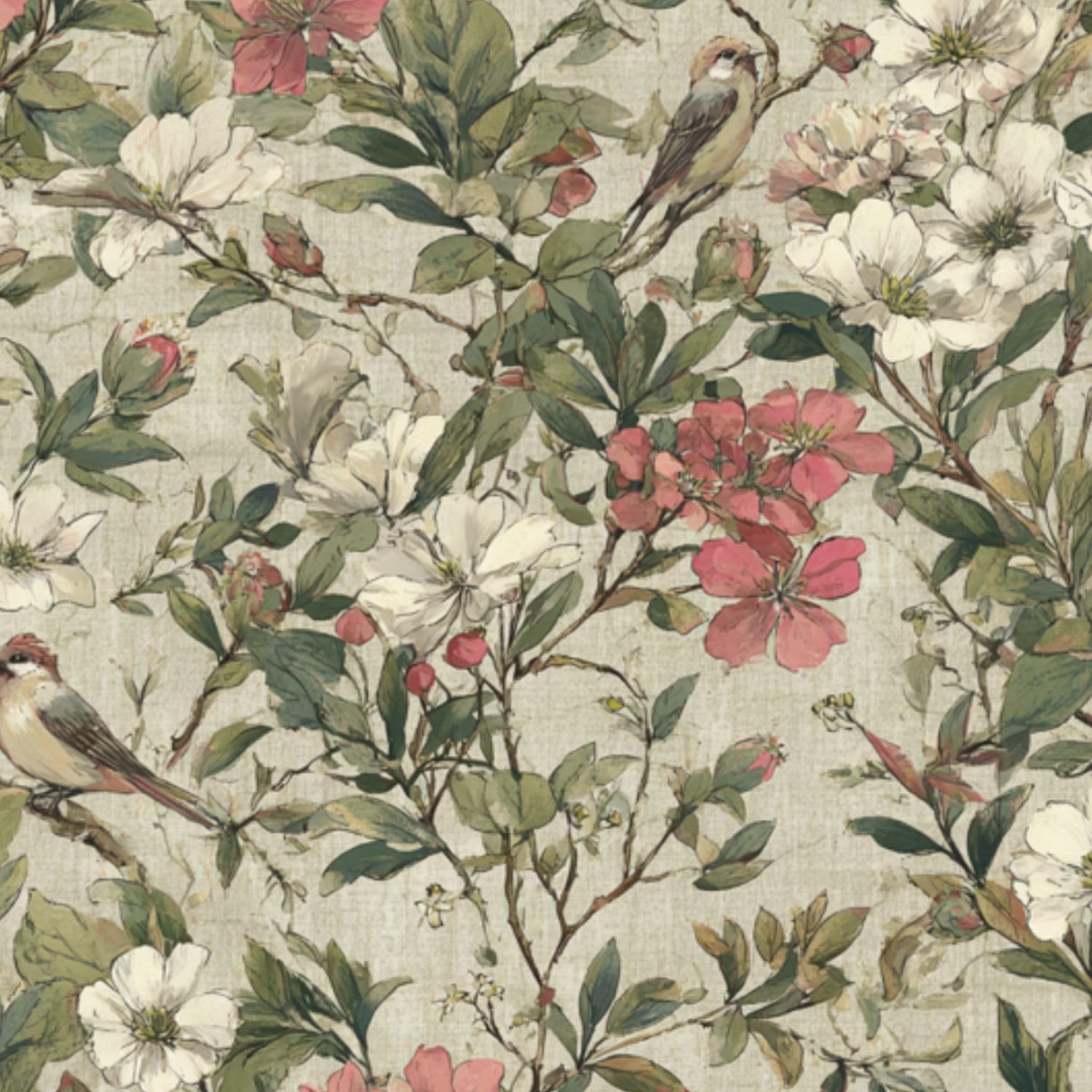 DERUINVAIO Self Adhesive Feature Removable Vintage Botanical Watercolor Peel and Stick Vinyl Wallpaper Roll, Sticky Lining Paper for Bedroom, Living Room, Kitchen Walls