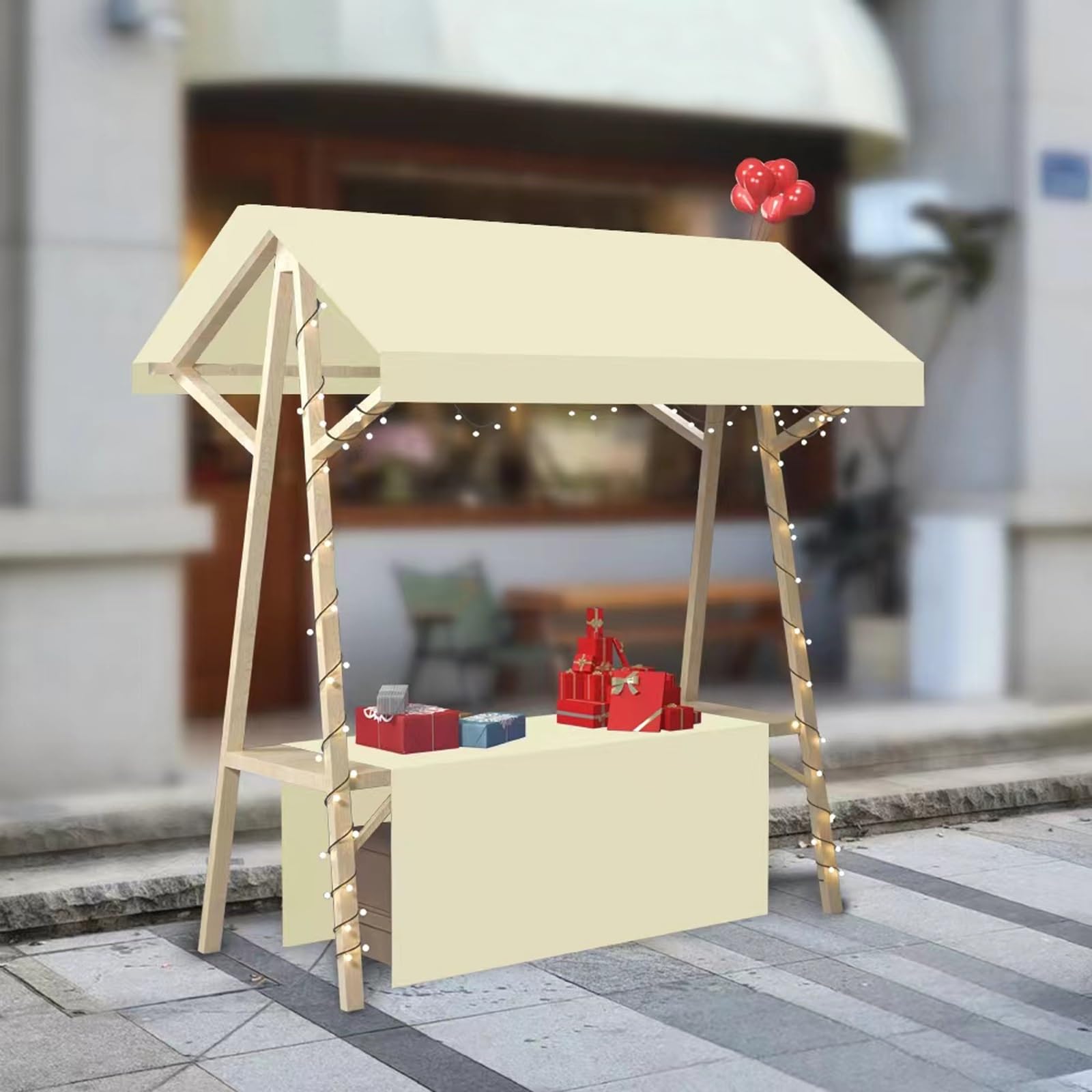 Faltbarer Marktstand Verkaufsstand Mit Sonnendach, Mobiler Imbisswagen Für Veranstaltungen Im Freien, Streetfood(White1,150cm/59in)
