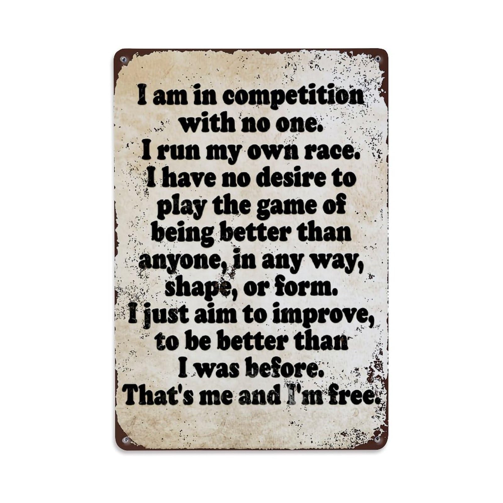 I Am In Competition With No One Retro Metal Tin Sign, Vintage Decor Art Poster for Bar, Home, Man Cave, Kitchen, Laundry Room Gift 8x12Inch