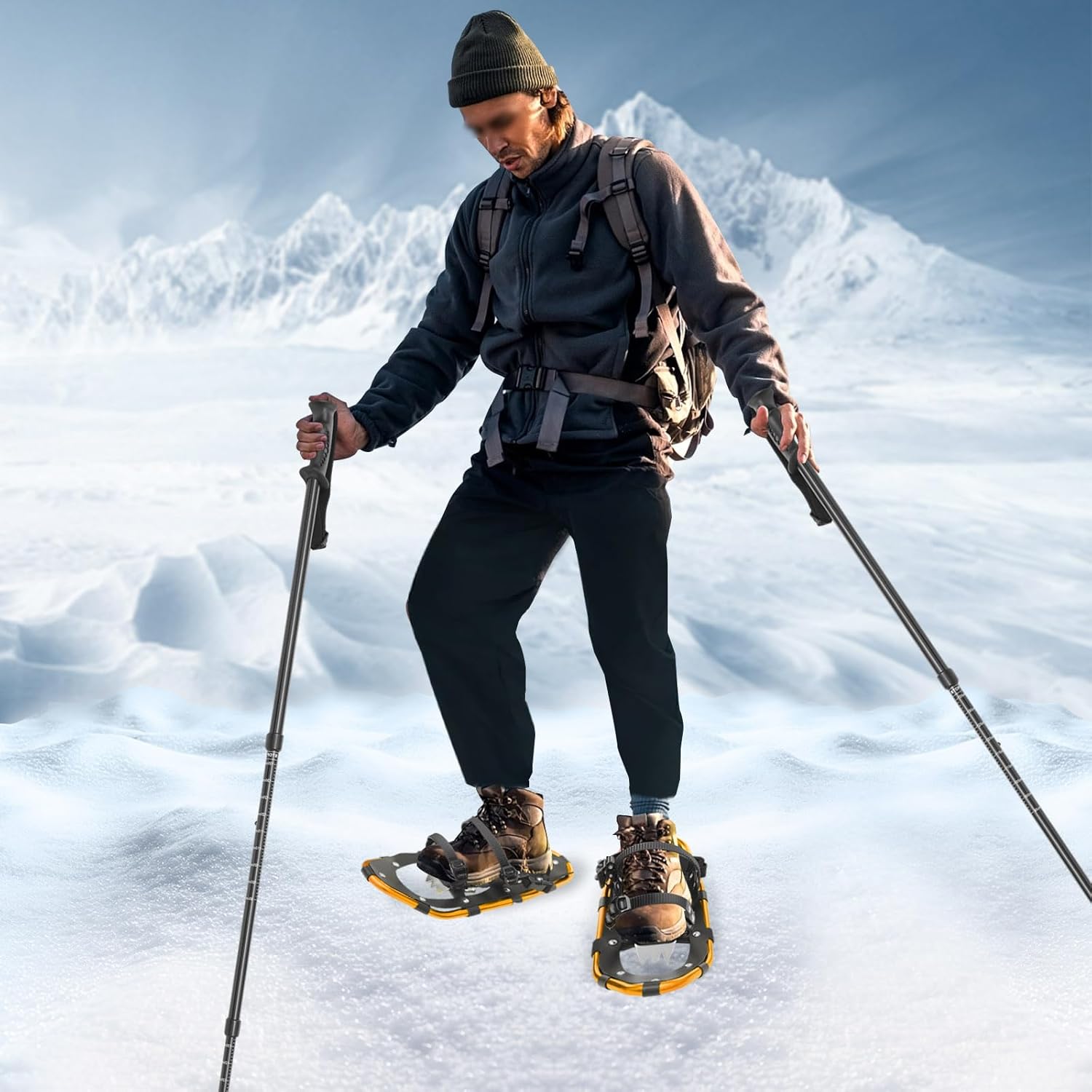 21 Inches Light Weight Snowshoes Padded Ratchet Binding,Snowshoes for Women & Men with Adjustable Trekking Poles, Carrying Bag(4 Colors Available
