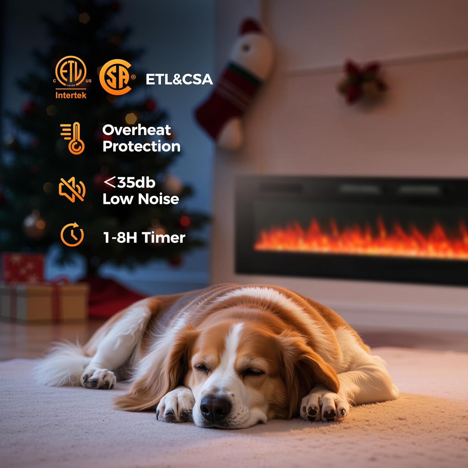 GREEN PARTY 72" Electric Fireplace Recessed/Wall Mounted Ultrathin 3.2" Fireplace Heater, Low Noise Linear Fireplace with Remote Control/Touch Screen, 8hrs Timer, Adjustable Flame & Bed Colors & Speed