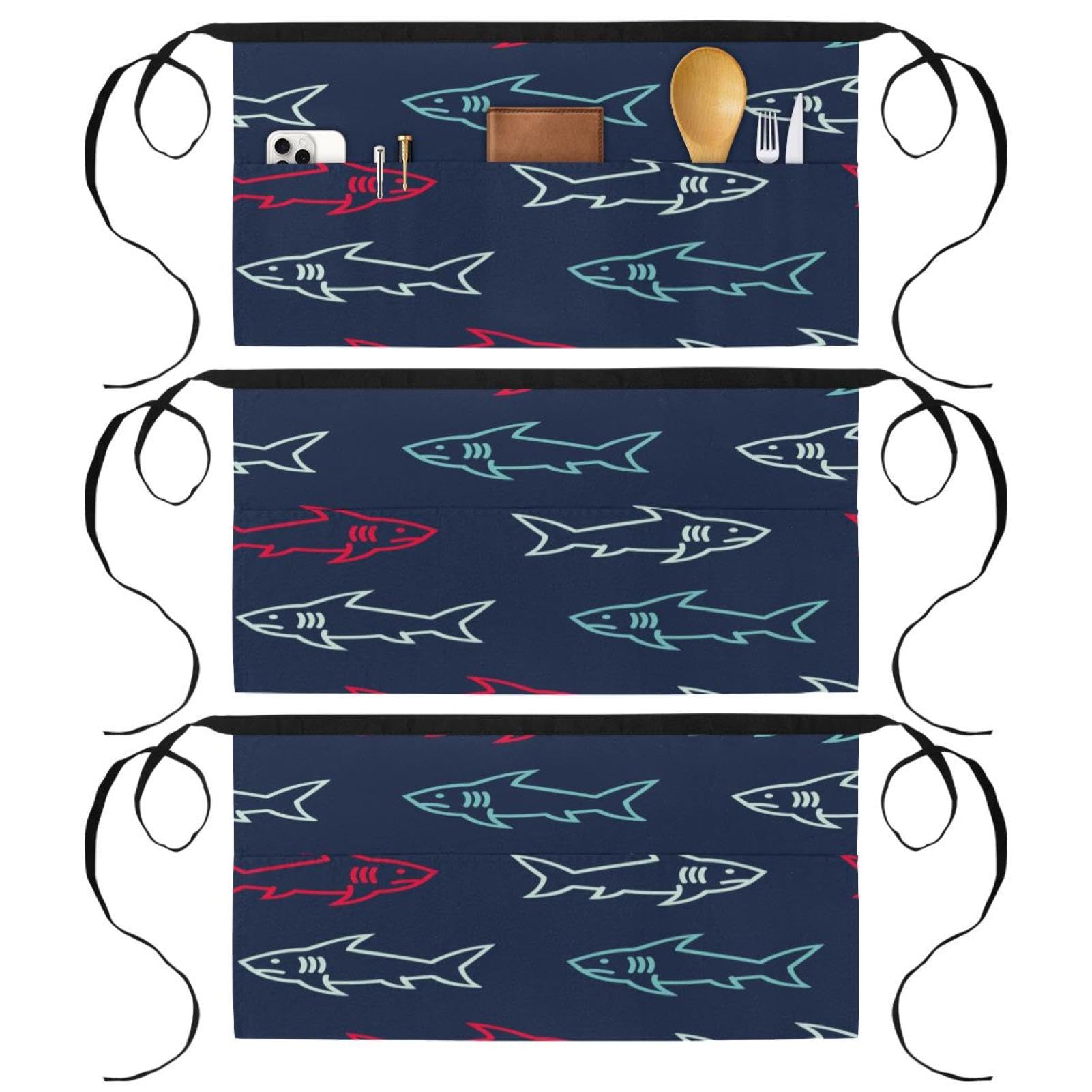 Tabliers courts de chef multicolores avec poches pour restaurant - 8