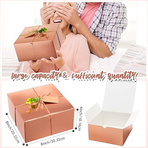 Miniatura 62 de Crtiin Juego de 8 cajas de regalo de 8 x 8 x 4 pulgadas, papel blanco, propuesta de dama de honor, caja de regalo con tapas para regalos, boda