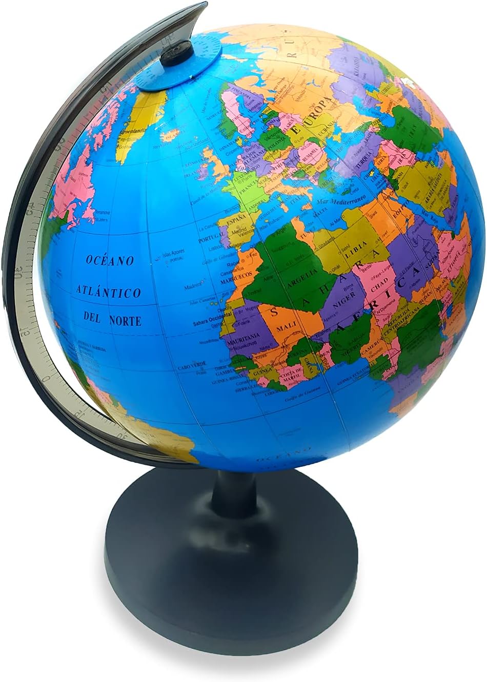 EUROXANTY Globe | World Map Globe | Map in Spanish | Rotary | Study Geography | Desk Decoration | Diameter 18 cm