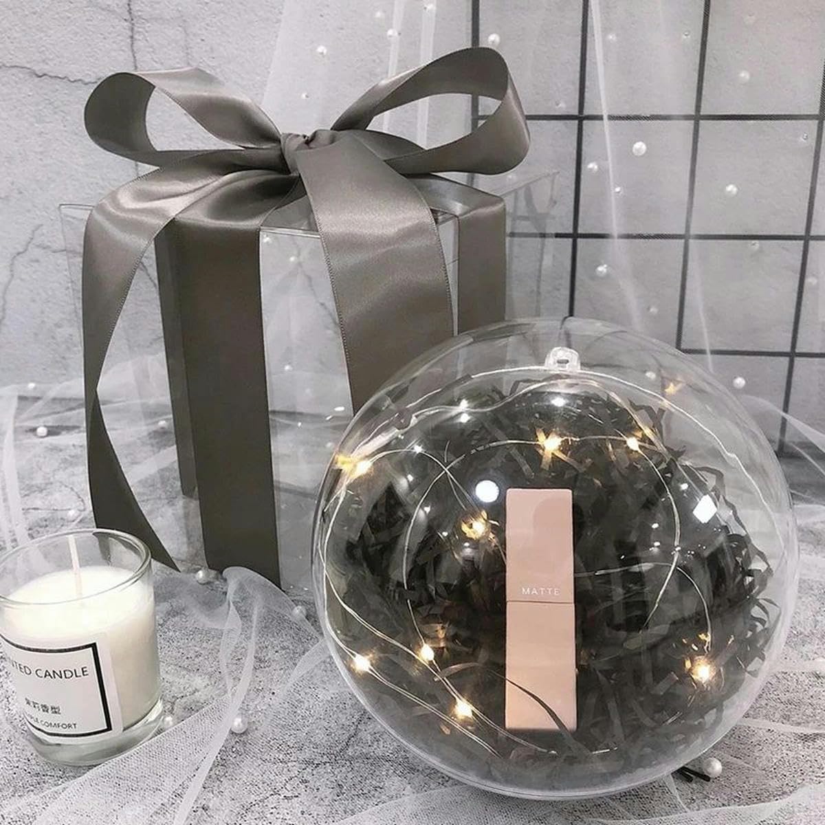 Adornos Transparentes de Navidad, Bola rellenable Artesanal Transparente, decoración del hogar, Boda, jardín, árbol Colgante, Caja de Regalo para Fiesta, decoración-20cm
