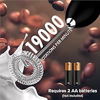 Vista 4 de PowerLix Potente espumador de leche de mano de 19000 rpm, funciona con pilas, para café, latte, capuchino, chocolate caliente, mini mezclador