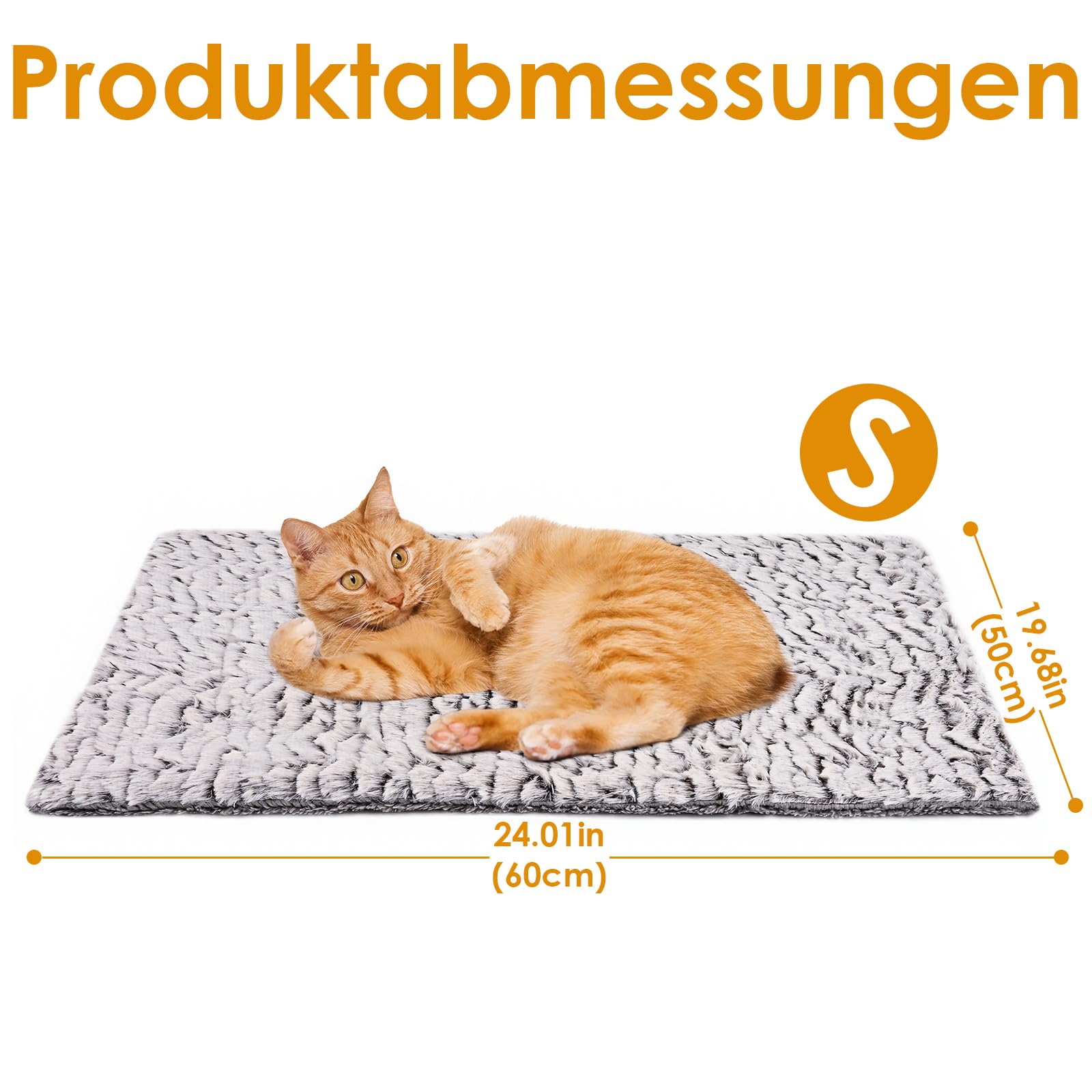 Selbstheizende Katzendecke Selbstheizende Decke Katze Wärmedecke Katze,Heizdecke für Katzen und Hunde,Heizdecke ohne Strom,Wendbar,Anti-Slip,für Innen Außenbereich,50x60cm(S)