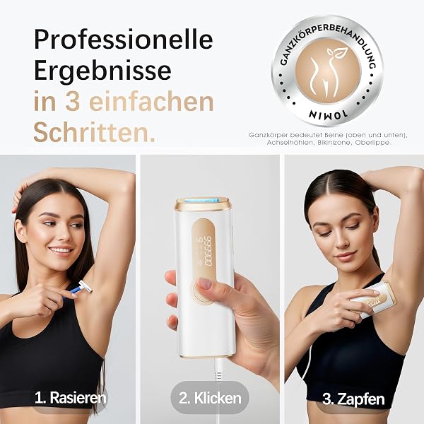 Haarlosy IPL Geräte Haarentfernung Laser für Damen und Herren – 10 °C Eiskühlkontakt zu Hause für Schmerzfreie und Langanhaltende Ergebnisse, 86% Haarreduktion in 3 Wochen für Körper, Beine, Bikini - 5
