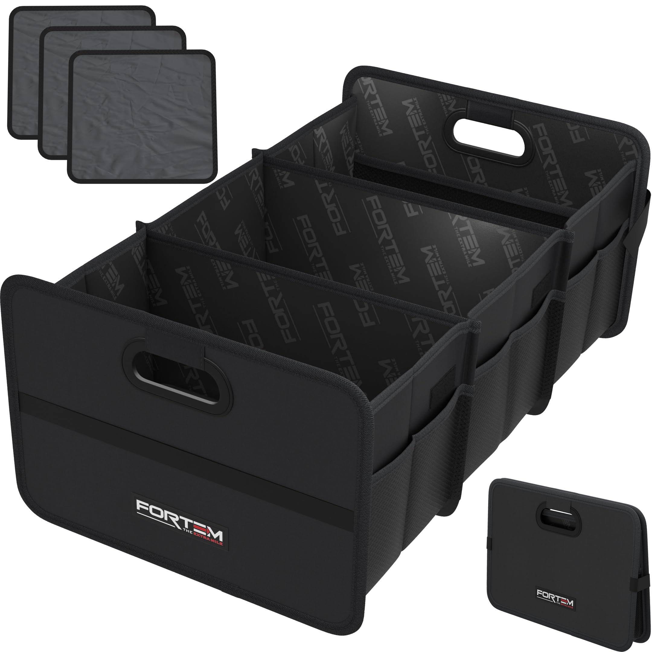 FORTEM Car Trunk Organizer, Collapsible Two Compartment Organizer